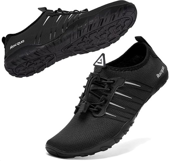 Racqua barefoot water shoes for diving and swimming, lightweight flexible pool and beach footwear