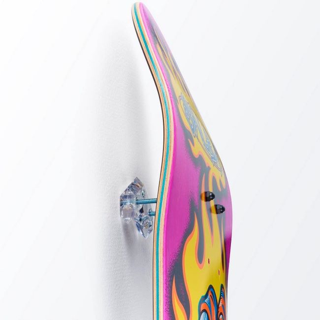 Arkorus clear skateboard wall mount with vertical floating acrylic holder for decks and longboards display