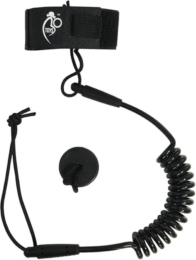 Bo-Toys coiled bodyboard wrist leash with padded neoprene cuff for comfort and secure fit