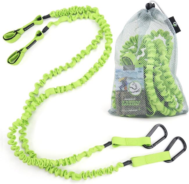 Gradient Fitness kayak paddle leash 2 pack with stretchable cord and carabiner for secure SUP and canoe use