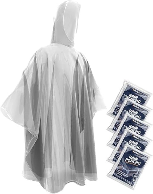 Hagon PRO disposable rain ponchos for adults pack of five for lightweight emergency weather protection