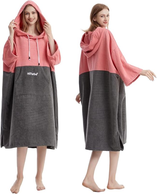 Hiturbo quick-dry microfiber surf poncho for easy wetsuit changing after swimming and surfing
