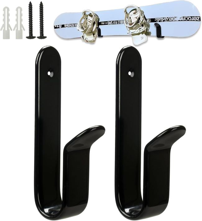 Rolitwils horizontal snowboard wall mount clips for skateboard display in room or garage