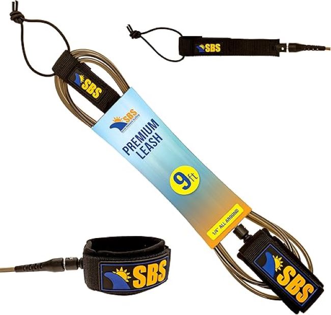 Santa Barbara Surfing 9ft surf leash for longboard and paddleboard with durable ankle strap