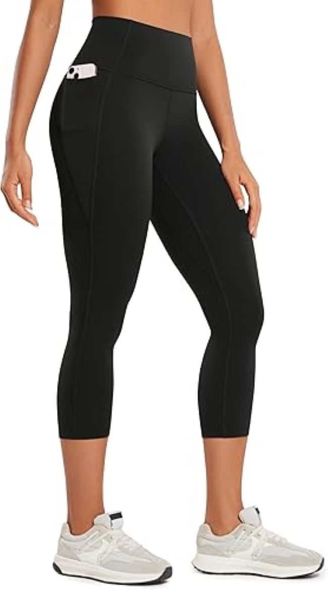 CRZ YOGA Butterluxe 21-inch capri leggings with pockets, high-waisted fit for gym training and athletic activities