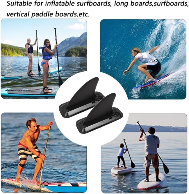 LOOEEL 4-inch detachable paddle board fins with base for surfing, kayak, and longboard use