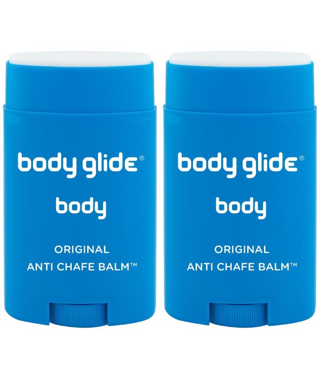 Body Glide Original anti-chafe balm stick, 1.5 oz twin pack, designed to prevent friction and skin irritation on thighs, chest, groin, and other areas