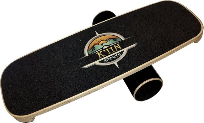 Kiin adjustable balance board trainer with stopper system for surfing, skateboarding, yoga, and full-body core strength workouts