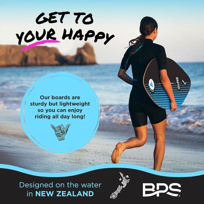 BPS Shaka wooden skimboard designed for casual beach riding