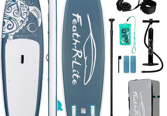 FEATH-R-LITE inflatable paddle board with wide stable deck for recreational paddling