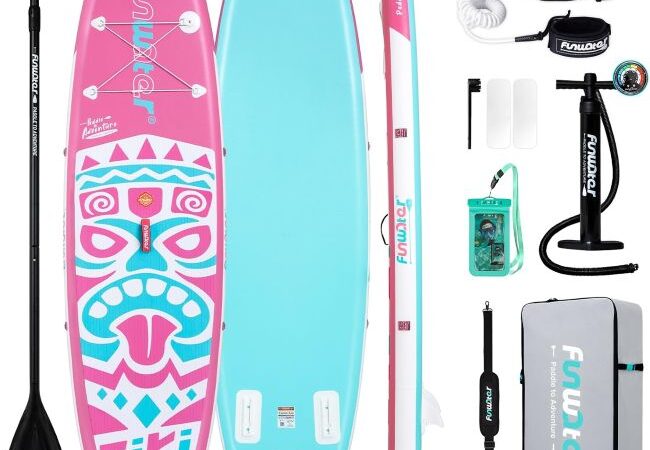 FunWater inflatable paddle board with wide non-slip deck for stable paddling