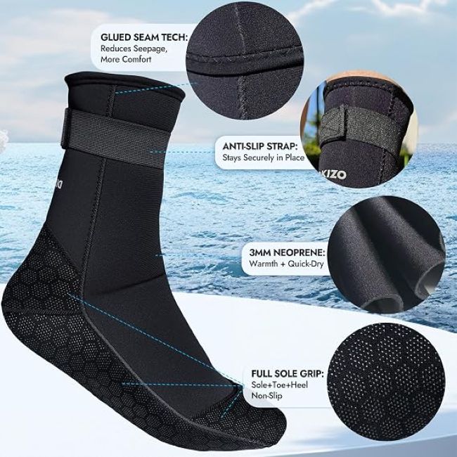 Dizokizo neoprene water socks with anti-slip sole