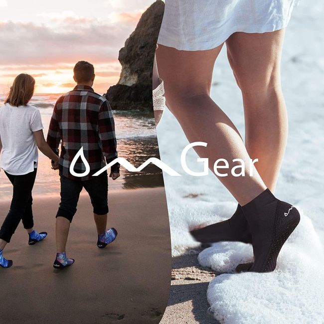 OMGear neoprene booties for beach, snorkeling, and kayaking