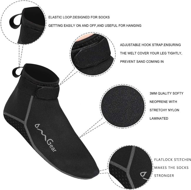 OMGear neoprene water socks with anti-slip sole