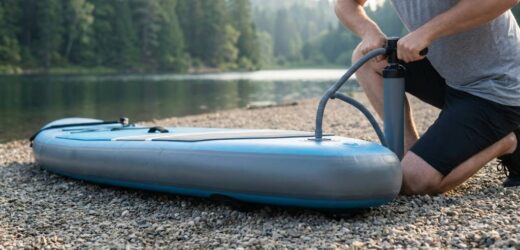 Roc Inflatable Stand Up Paddle Board 106 on calm water
