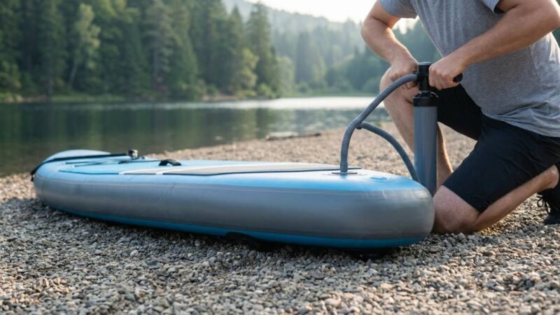 Roc Inflatable Stand Up Paddle Board 106 on calm water