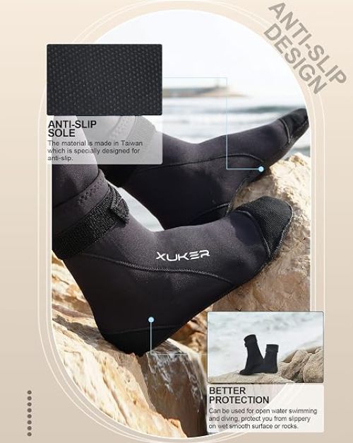XUKER 3mm neoprene water socks for swimming and snorkeling